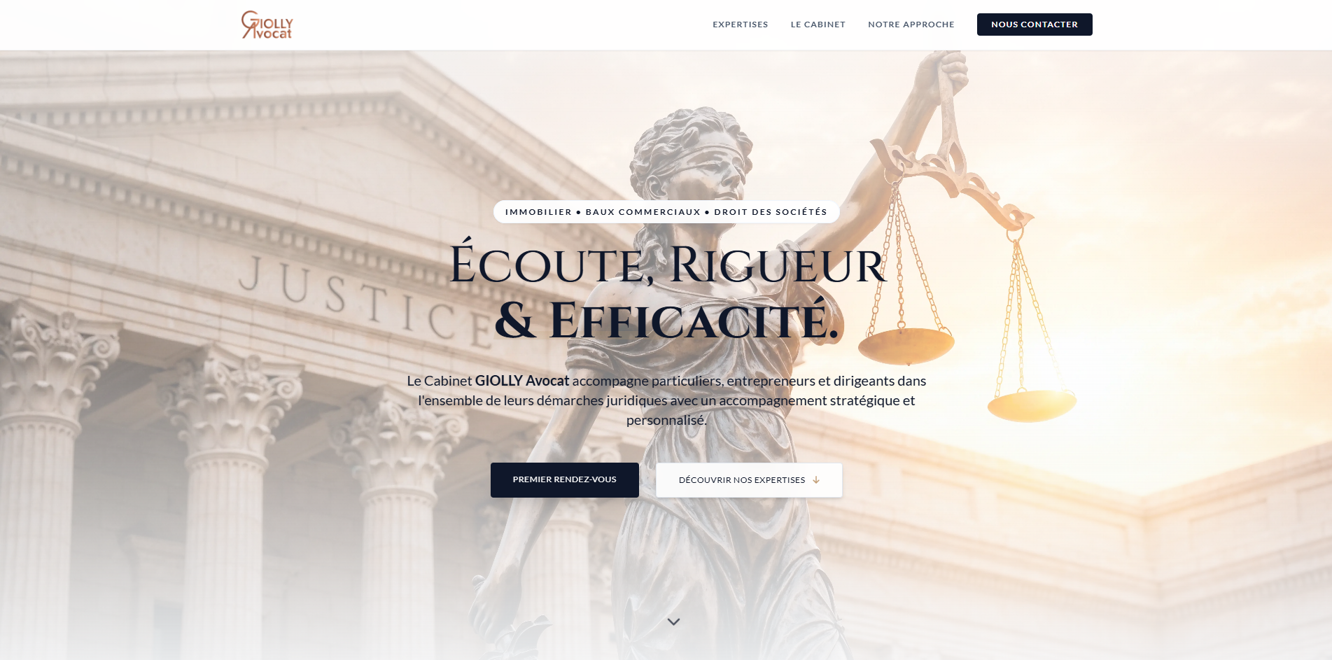 Aperçu du site vitrine Giolly Avocat - Cabinet d'avocat spécialisé en droit immobilier