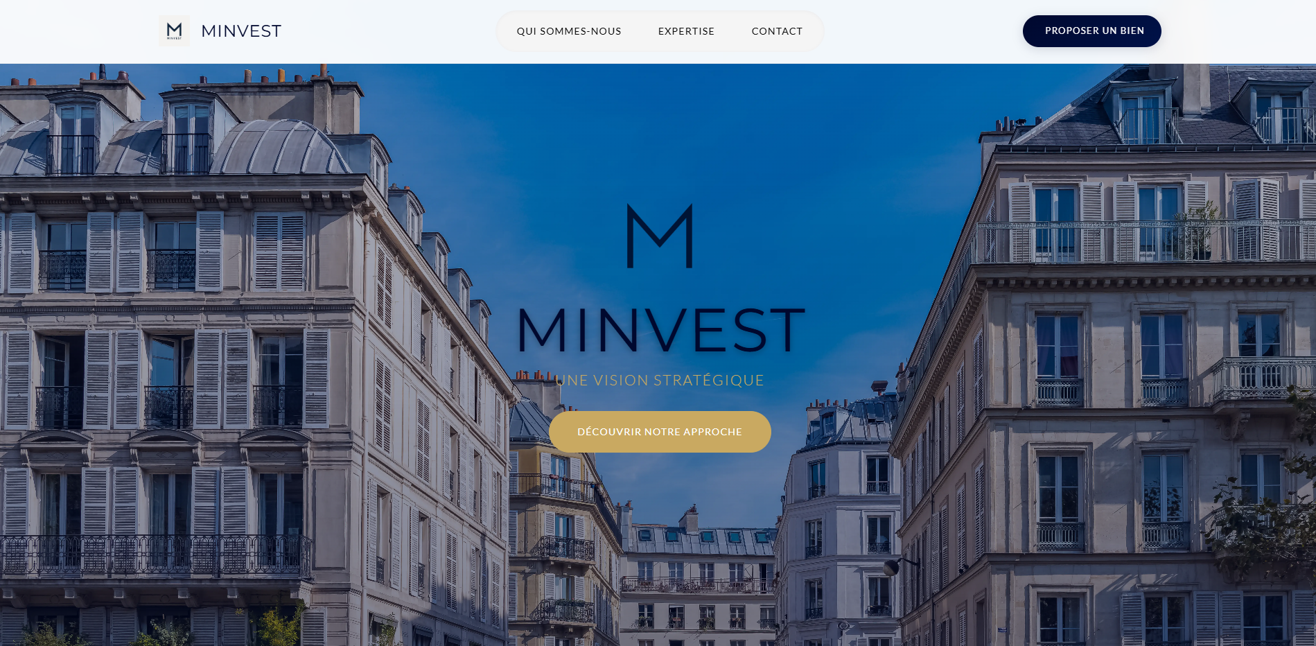 Aperçu du site vitrine MINVEST - Site web responsive pour l'investissement immobilier